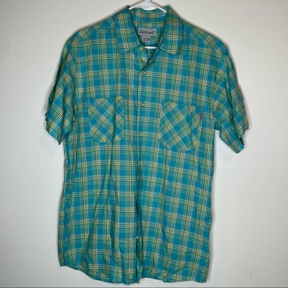 Carhartt Teal-Green Short Sleeve Button Down Shirt in Large - Picture 4 of 4